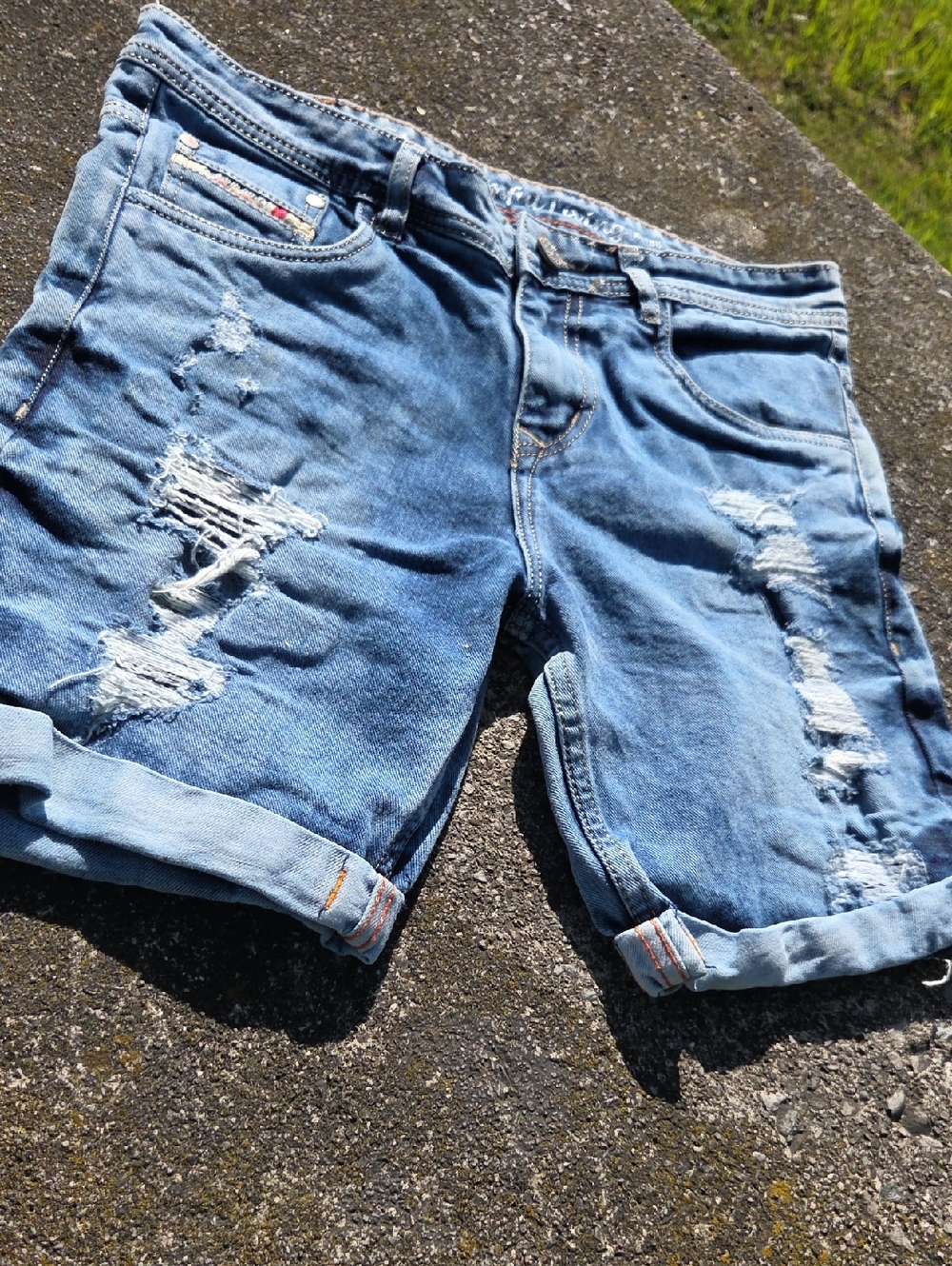 Diesel Men's Distressed Light Blue Denim Shorts